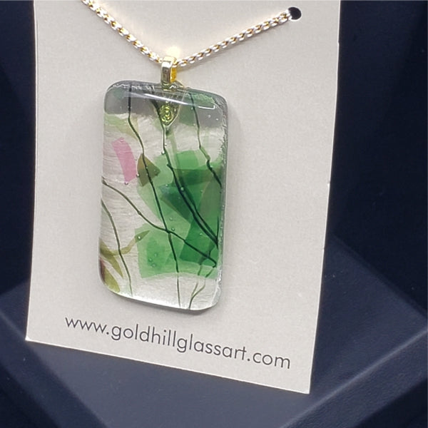 Clear, Green, Pink, and Black Stringer Pendant