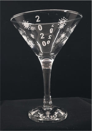 Custom Martini Glass, "Quarantini Time! I Survived Covid-19"